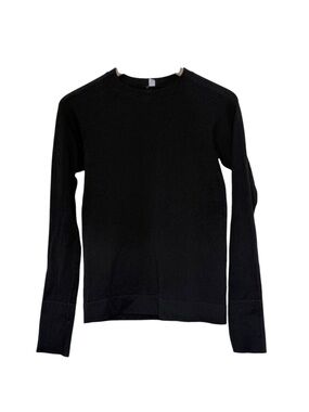 Lululemon Size 6 Rest Less Ribbed Pullover Black Ribbed Long Sleeve
